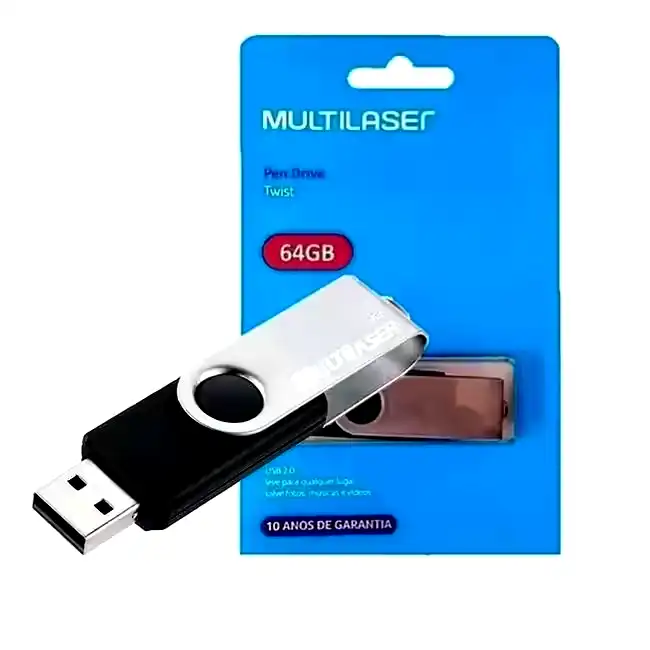 [PD590] Pen drive Multilaser Twist 64GB USB 2.0 negro gris 