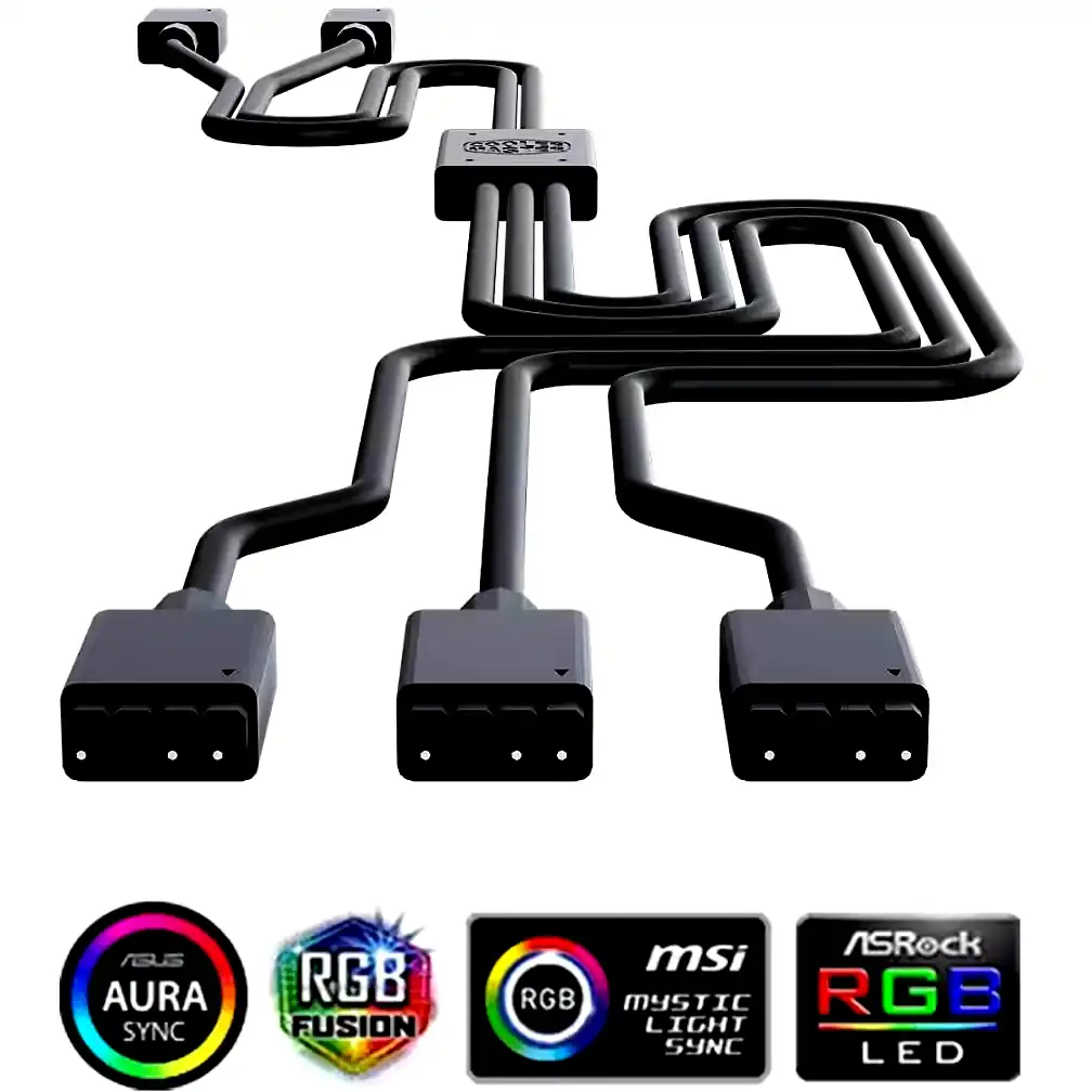[SPLITTER ARGB 1X4] Splitter Hub Divisor LED ARGB 1 a 4 cooler 3 pines 60cm 