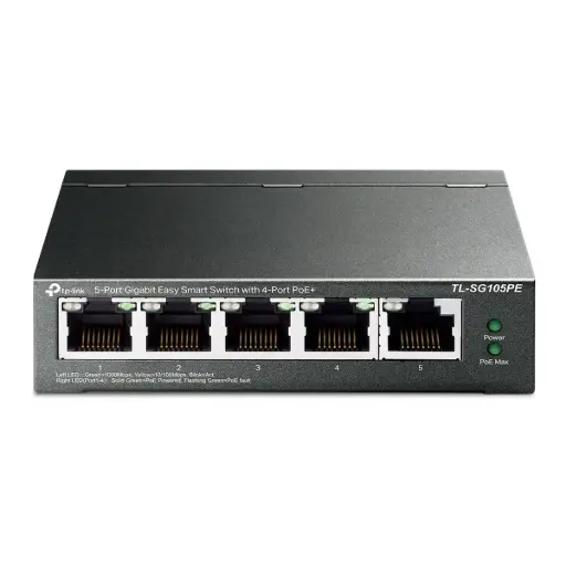 [TL-SG105PE] Switch desktop Tp-Link TL-SG105PE 5 puertos gigabit acero POE smart 