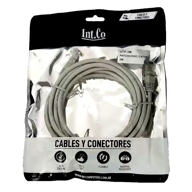 [UTP 3M] Cable UTP patch cord cat 5E Int.co 3mts
