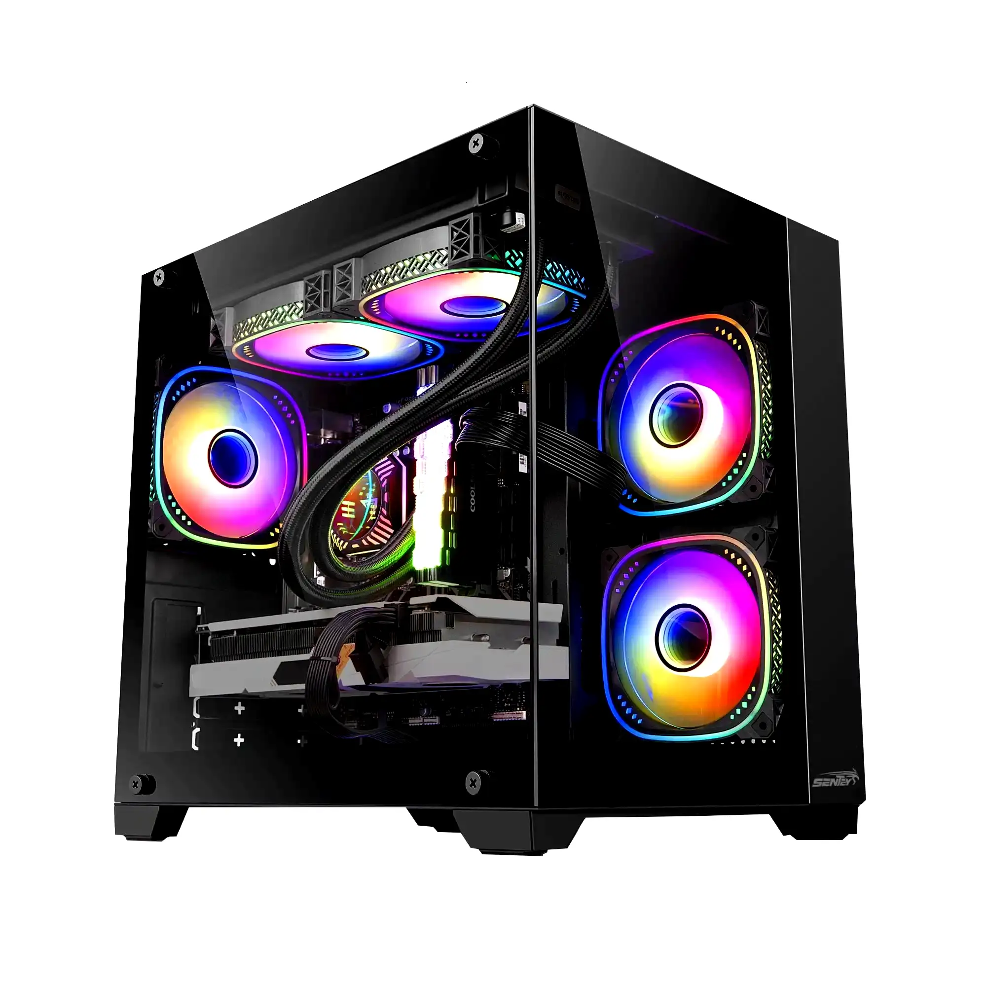 [GS-8000] Gabinete Sentey A10 GS-8000 negro vidrio templ + 5 coolers ARGB + control