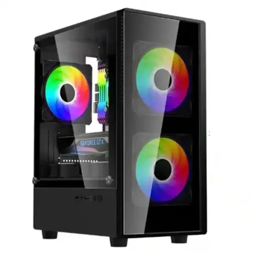 [M10-SF-FRGB] Gabinete LNZ M10 vidrio temp 3 cooler rainbow rgb micro-atx