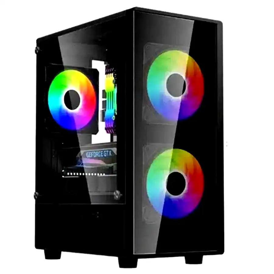 [M10-SF-FRGB] Gabinete LNZ M10 vidrio temp 3 cooler rainbow rgb micro-atx