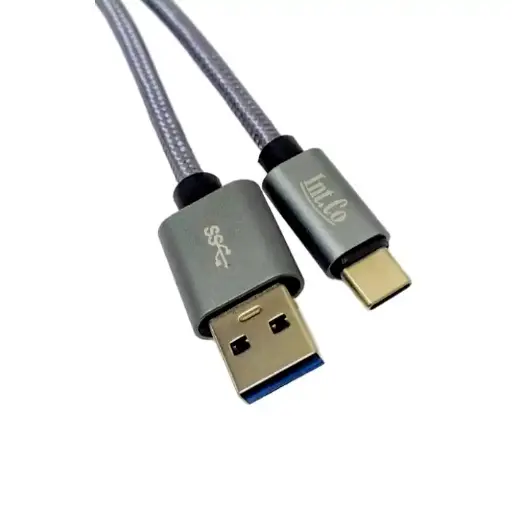 [CP01-20-005] Cable USB tipo C a usb 3.0 macho 1mt Int.co mallado gris