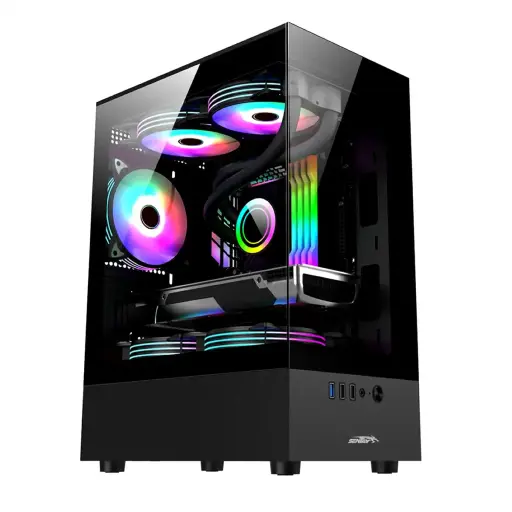 [6100-ARGB-SFBLACK] Gabinete Sentey H10 6100 ARGB negro vidrio temp c/5 coolers ARGB