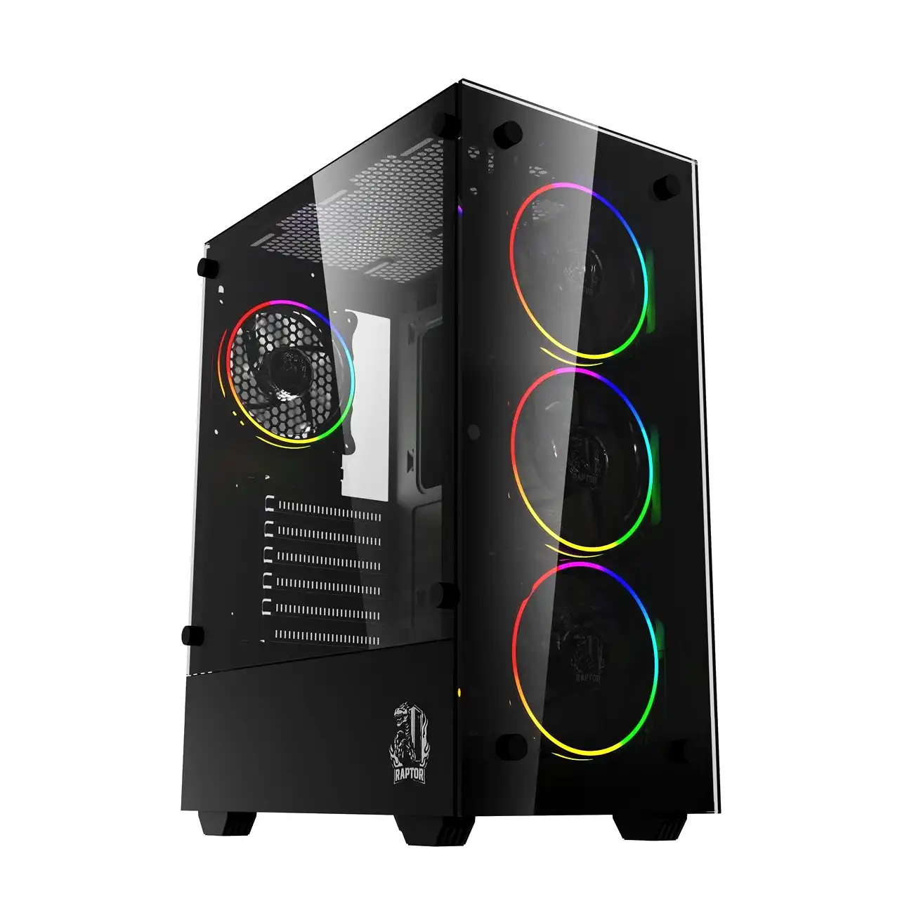 Gabinete Raptor Sentinel vidrio temp 4 coolers RGB c/control