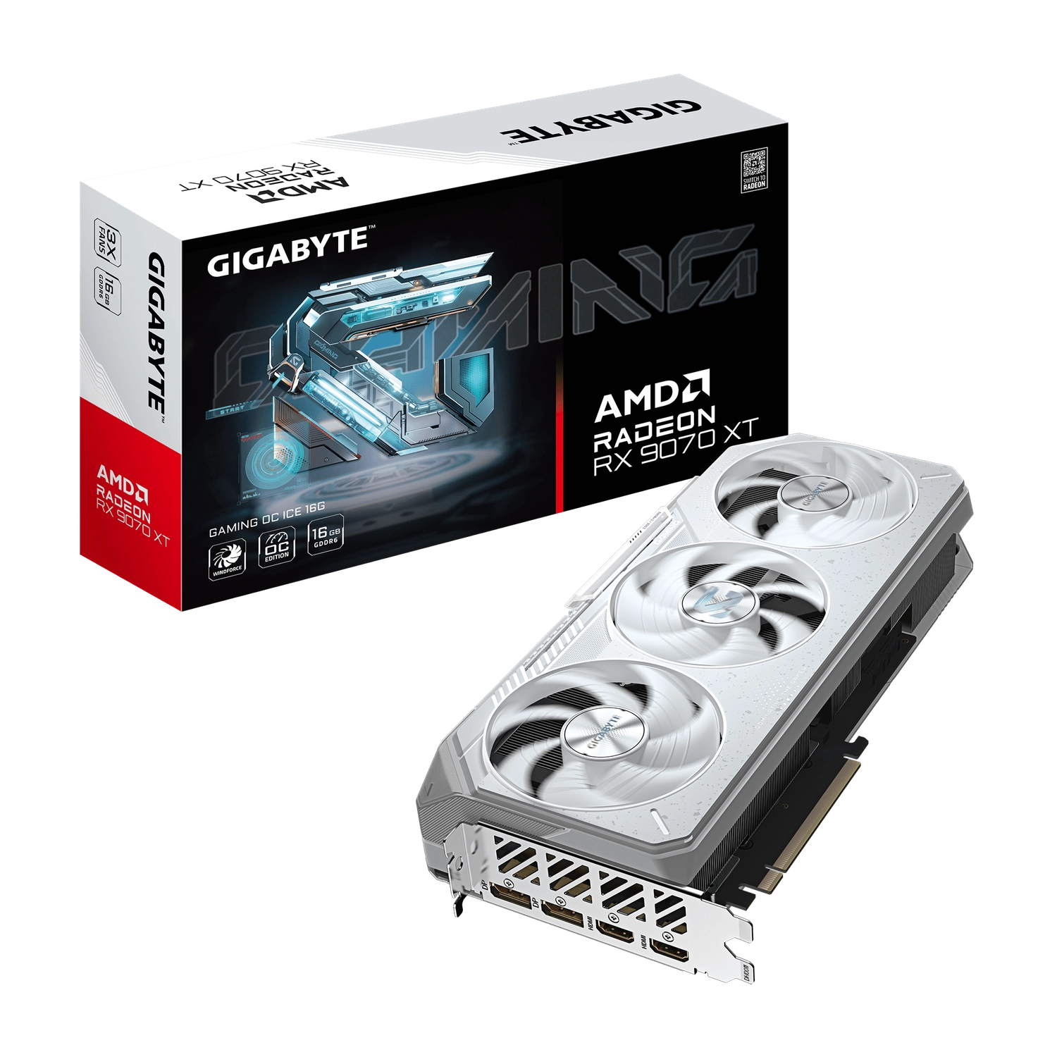 [GV-R907XGAMINGOCICE-16GD] Placa de Video GIGABYTE Radeon RX 9070 XT GAMING OC ICE 16G