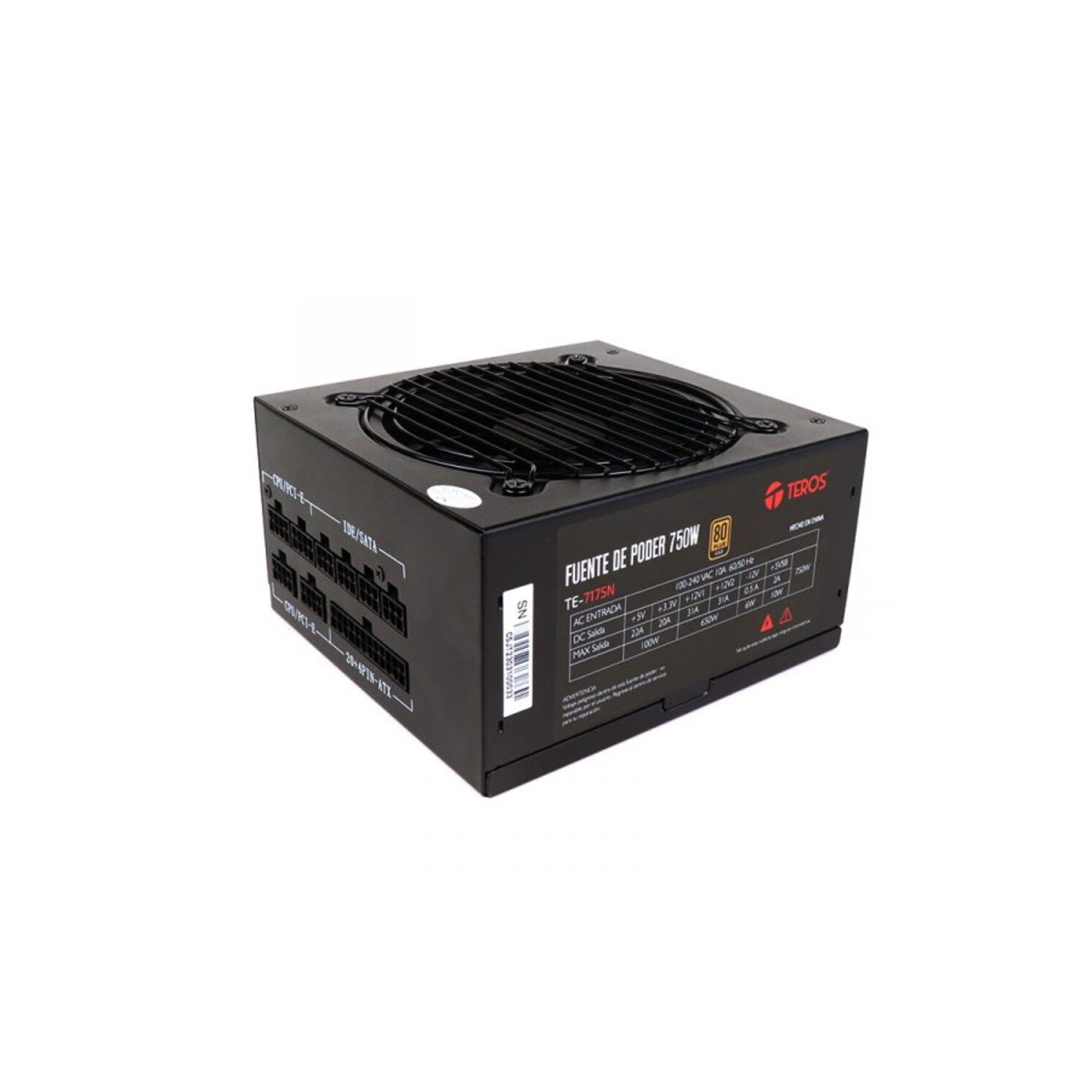 [TE-7175N] Fuente Teros TE-7175N 750w 80 Plus Gold ATX Full Modular