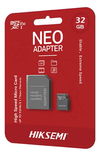 [HS-TF-C1(STD)/32G/NEO/AD/WW] Memoria MicroSD HC Hiksemi 32GB C10 92MBP/s