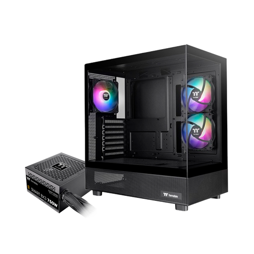 [CA-3Y7-75M1WG-00] Gabinete Thermaltake View 270 Plus Lite vidrio templado x2 3 coolers ARGB con fuente 750W bronze