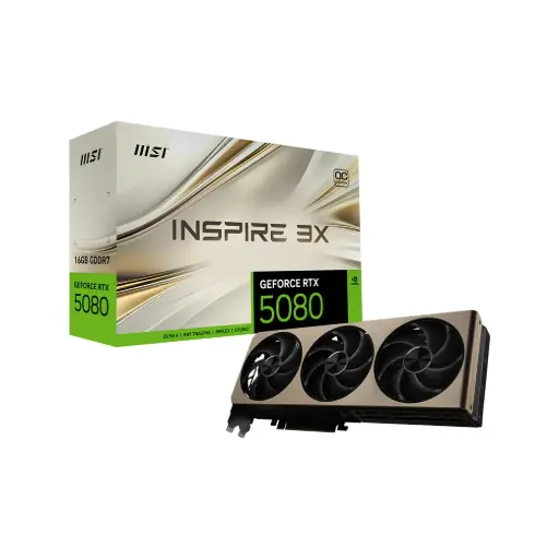[RTX 5080 16G INSPIRE 3X OC BLACK] Placa de video MSI RTX 5080 16G INSPIRE 3X OC GDDR7