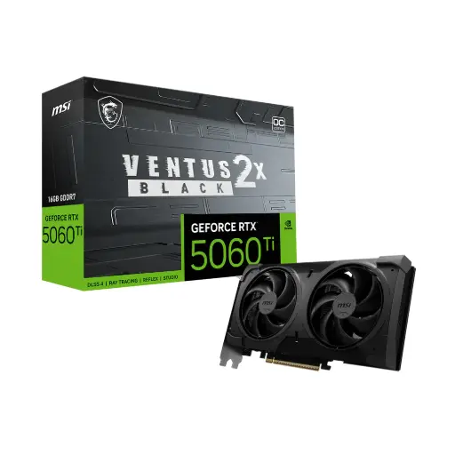 [RTX 5060 Ti 16G VENTUS 2X OC BLACK PLUS] Placa De Video Msi RTX 5060 TI 16GB GDDR6 Ventus 2X Oc Black Plus