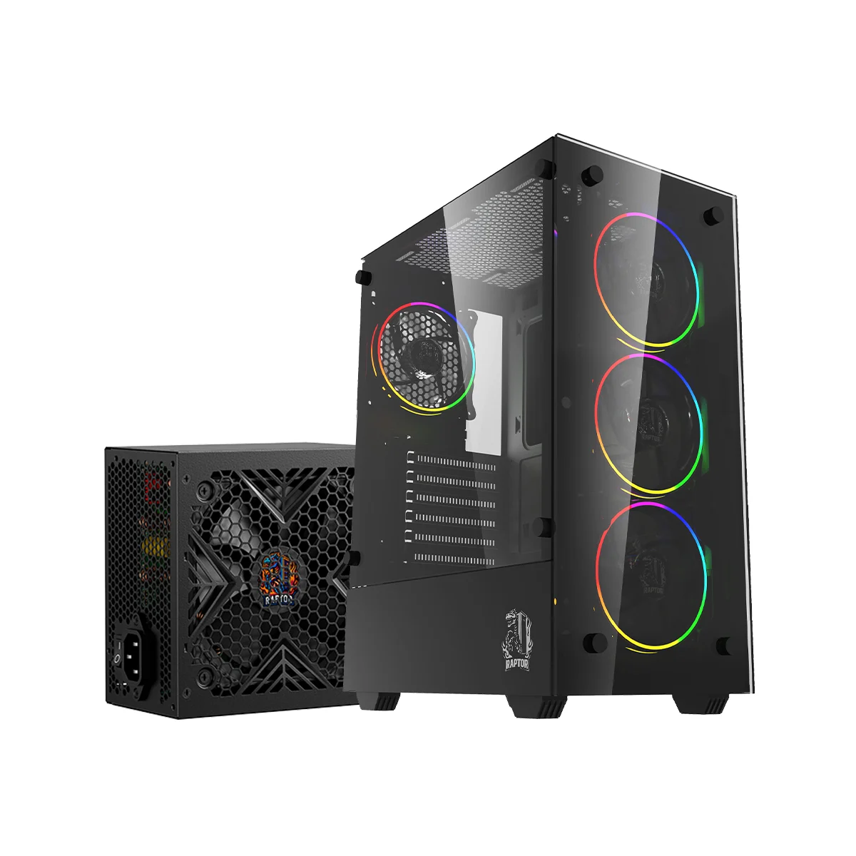 Gabinete Raptor Sentinel c/fuente Raptor Volt 500W 80 Plus Bronze