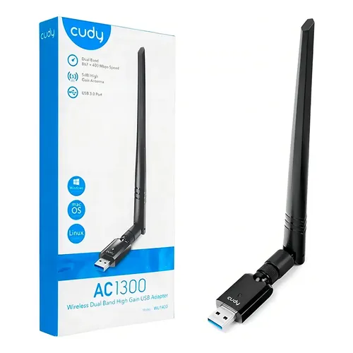 [WU1400] Placa de Red Cudy AC1300 USB Antena