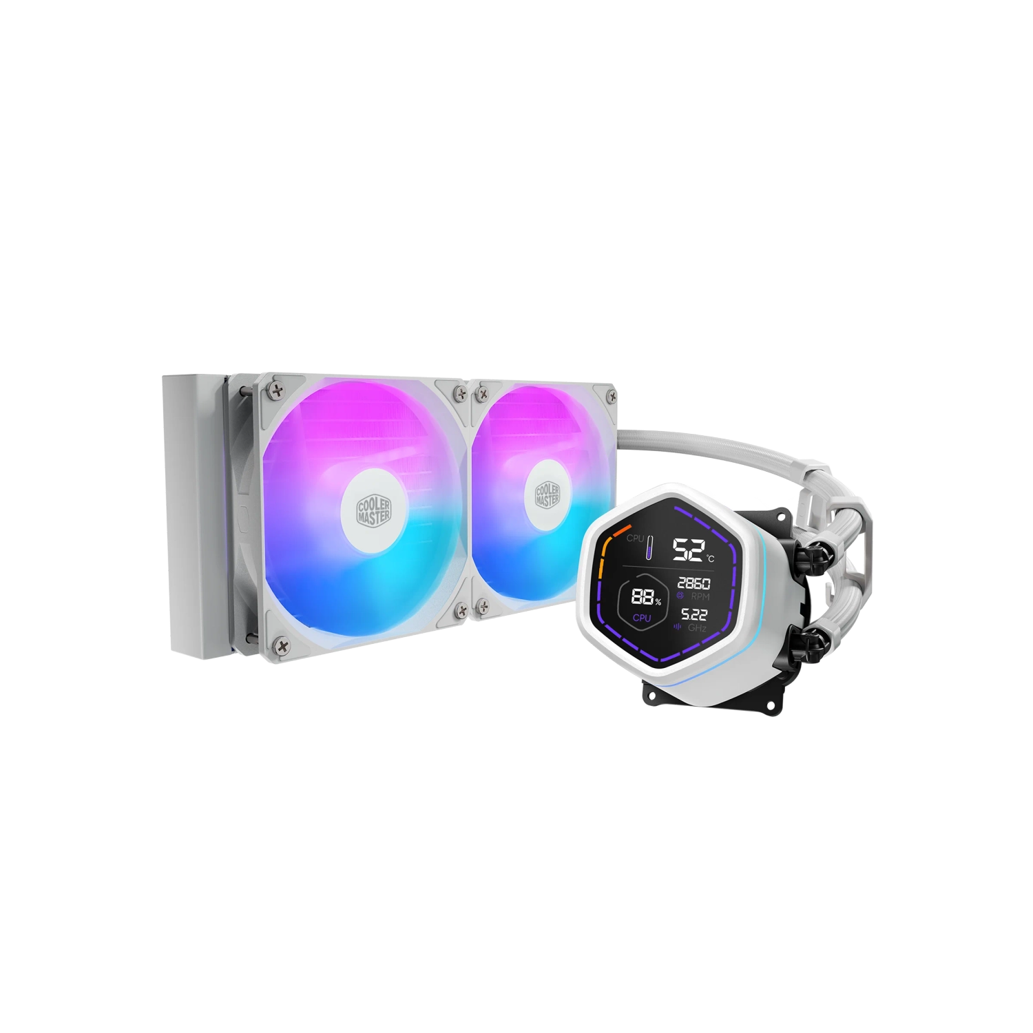 [MLX-D24M-A18PW-RD] Water Cooler Cooler Master MasterLiquid Core NEX Digital 240 2 Fans 120mm ARGB White