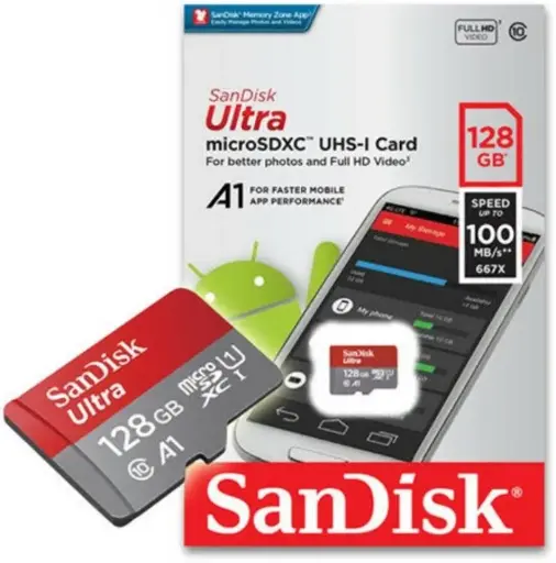 [SDSQUNR-128G-GN3MA] Memoria MicroSD XC SanDisk Ultra 128GB UHS-I U1 V10 100MB/s c/Adap 