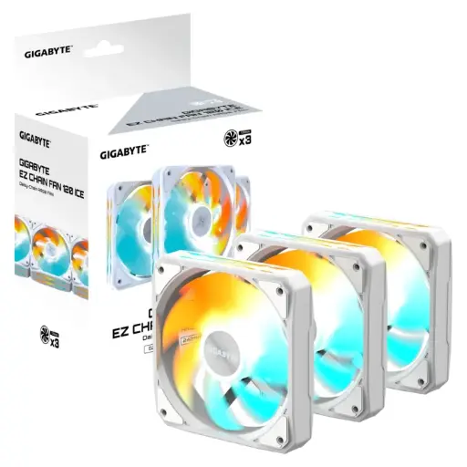 [GP-GBT EZFAN1203 ICE] Fan Cooler Gigabyte Aorus EZ Chain Fan 120x3 ARGB Blanco