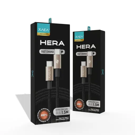 [MODX-101] Cable usb C a usb C carga rápida Xaea Hera 1mt Carga y datos premium negro 100% cobre